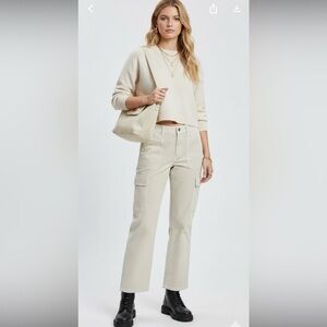 Zara Highrise Wide Leg Light Beige Cargo Pants Size 6